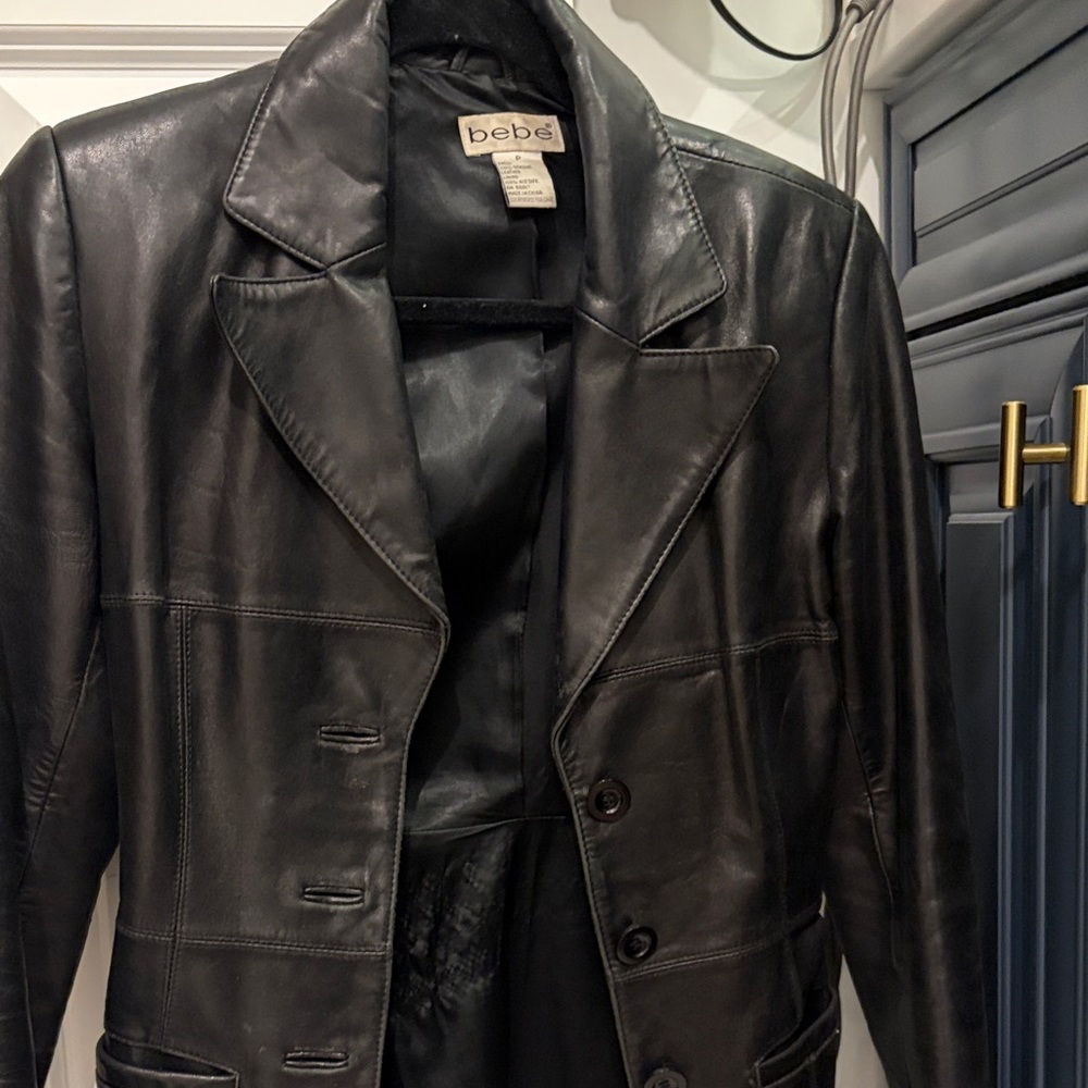 Bebe Black Leather Coat